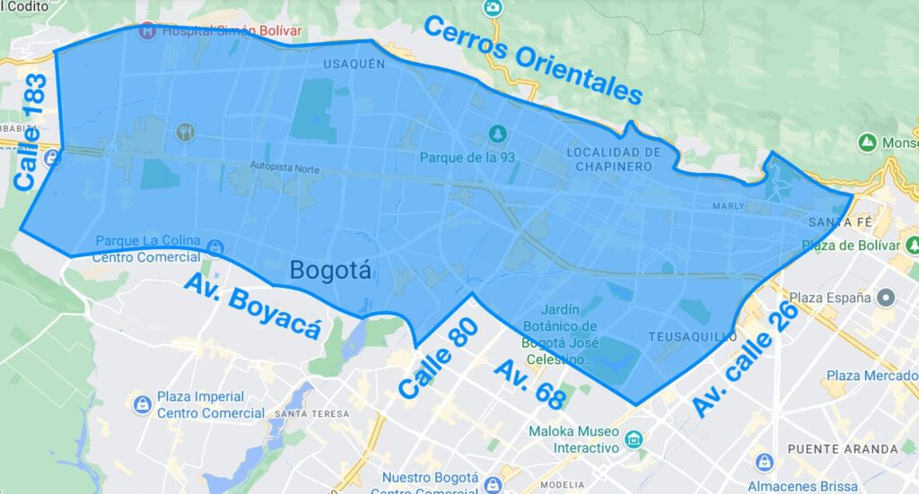 Mapa cobertura Bogotá